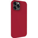 Husa Lemontti Husa Liquid Silicon iPhone 13 Pro Max Dark Red (protectie 360°, material fin, captusit cu microfibra)