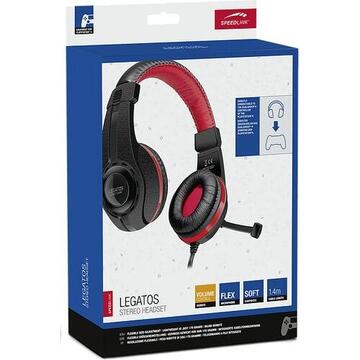 Casti SpeedLink LEGATOS Stereo Headset Head-band 3.5 mm connector Black, Red