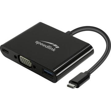 SpeedLink SL-180027-BK interface hub USB 3.2 Gen 1 (3.1 Gen 1) Type-C 5000 Mbit/s Black