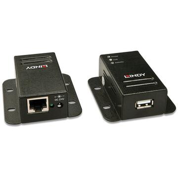Media convertor Lindy Cat.5 USB 2.0 Extender 50m, 1 Port