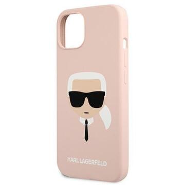 Husa Karl Lagerfeld Husa Silicon Karl's Head iPhone 13 Roz Deschis