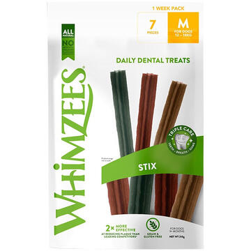 Jucarii animale WHIMZEES 1 Week Pack Stix Dog Chew Toothbrush M - 7 pcs.