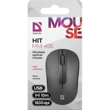 Mouse defender Hit MM-495 1600 DPI, Black