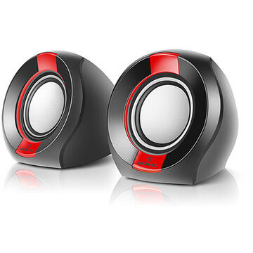 REAL-EL S-50 active loudspeakers 2.0, black/red, 6W