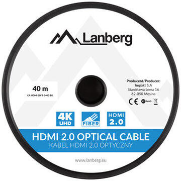 Lanberg CA-HDMI-20FB-0300-BK optical cable HDMI M/M 30m v2.0 4K