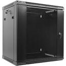 Lanberg wall-mounted installation rack cabinet 19'' 12U 600x450mm black (glass door)