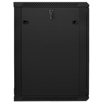 Lanberg wall-mounted installation rack cabinet 19'' 18U 600x600mm black (glass door)