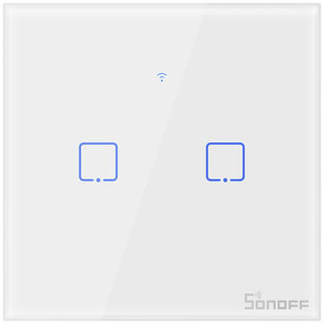 Touch light switch WiFi + RF 433 Sonoff T2 EU TX (2-gang)