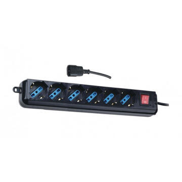 Prelungitor Techly Power Strip 6 Sockets Black with VDE Plug IUPS-PCP-6V