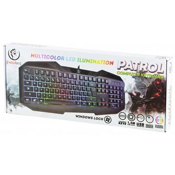 Tastatura Rebeltec PATROL keyboard USB QWERTY Black