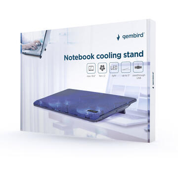Cooler Laptop Gembird Cooler laptop de 15.6", 2x15cm, LED, Negru