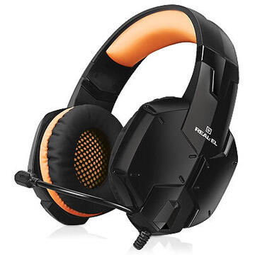 Casti REAL-EL GDX-7700 SURROUND 7.1 gaming headphones with microphone, black-orange