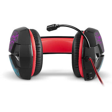 Casti REAL-EL GDX-7750 SURROUND 7.1 gaming headphones with microphone and LED backlight, black/red