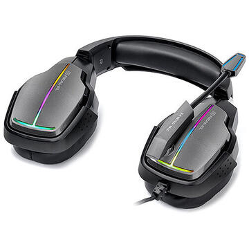 Casti REAL-EL GDX-7780 SURROUND 7.1 gaming headphones with microphone and RGB backlight, black