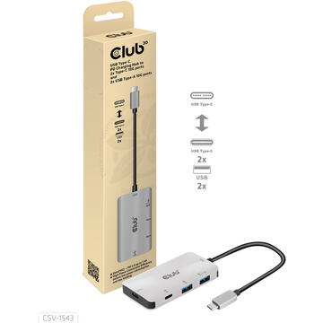 Club 3D CLUB3D USB Gen2 Type-C PD Charging Hub to 2x Type-C 10G ports and 2x USB Type-A 10G ports