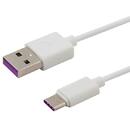 Savio USB – USB type C cable 5A, 1m CL-126 White