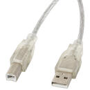 Lanberg CA-USBA-12CC-0030-TR USB cable 3 m USB 2.0 USB B Transparent