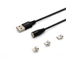 Savio CL-152 USB cable 1 m USB 2.0 USB C Micro USB A/Lightning Black