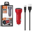 CAR CHARGER 5A RED + METER + CABLE TYPE-C SOMOSTEL 30W 2XUSB DUAL SOMOSTEL SMS-A89 QUICK CHARGE 3.0 METAL-POWER DELIVERY