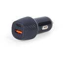 Gembird TA-U2QC3-CAR-02 2-port USB car fast charger, Type-C PD, 18 W, black
