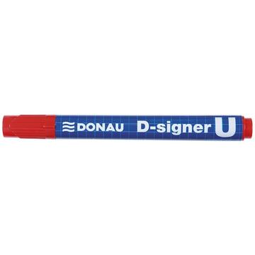 Permanent marker, varf rotund 2-4mm, corp plastic, DONAU D-Signer U - rosu