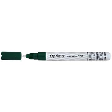 Marker cu vopsea Optima Paint 3713, varf rotund 2.0mm, grosime scriere 1-2mm - verde