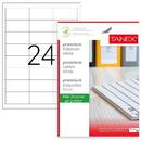 Accesorii birotica Etichete polyester albe, autoadezive, 24/A4, 64.6 x 33.8mm, 25 coli/top, TANEX - colturi drepte