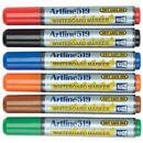 Marker pentru tabla de scris ARTLINE 519 - Dry safe ink, varf tesit 2.0-5.0mm, 6 culori/set