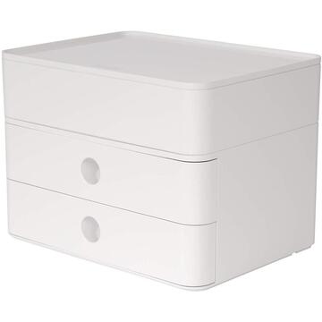 Accesorii birotica Suport cu 2 sertare + cutie ustensile HAN Allison Smart Box Plus - alb snow