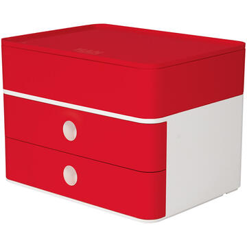 Accesorii birotica Suport cu 2 sertare + cutie ustensile HAN Allison Smart Box Plus - rosu cherry