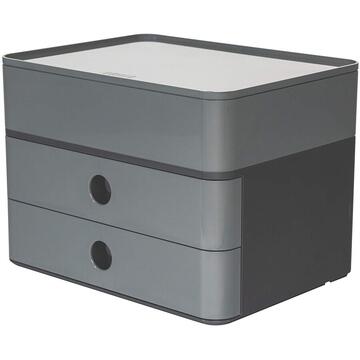 Accesorii birotica Suport cu 2 sertare + cutie ustensile HAN Allison Smart Box Plus - gri granite