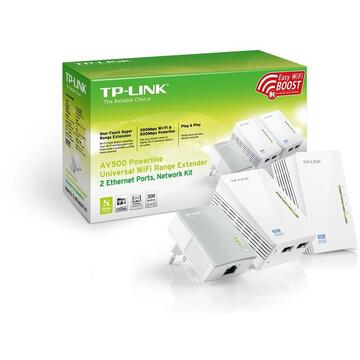 Adaptor PowerLan TP-LINK TL-WPA4220TKIT, Powerline - 2x TL-WPA4220, 1x TL-WPA4010