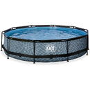 Exit Toys Stone Pool, Frame Pool O 360x76cm, swimming pool (grey, with filter pump)