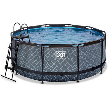 Exit Toys Stone Pool, Frame Pool O 360x122cm, swimming pool (grey, with filter pump)