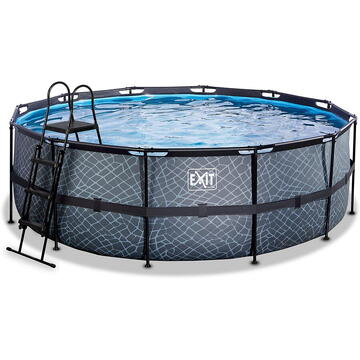 Exit Toys Stone Pool, Frame Pool O 427x122cm, swimming pool (grey, with sand filter system)