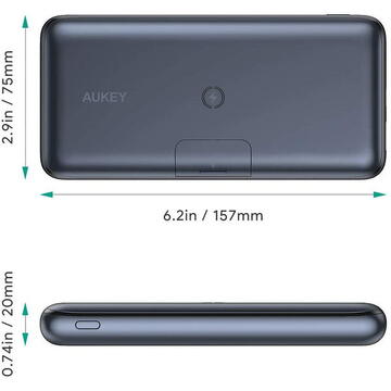 Baterie externa AUKEY PB-XD26 Black Power Bank 20000 mAh | 2xUSB | 6A | Quick Charge 3.0 | Power Delivery | USB-C | 22.5W