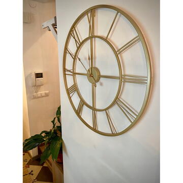 Ceasuri decorative Techno Line TECHNOLINE WT775539 Vintage Retro Metal Loft Gold 60 cm Roman Wall Clock