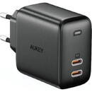 Incarcator de retea Aukey PA-B4S USB-C GaN 2-Port 65W Negru