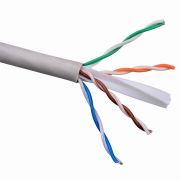 Cablu UTP CAT6e PNI U06 cu 4 perechi pentru internet 1 Gigabit si sisteme de supraveghere Rola 305m