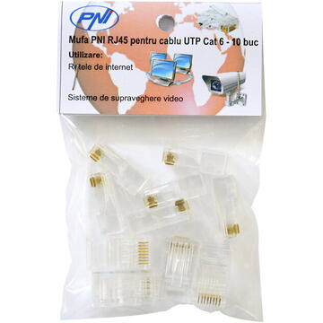 Mufa PNI RJ45 pentru cablu UTP Cat6 set 10 buc