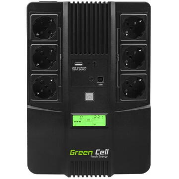 UPS Green Cell 480W 800VA AiO line-interactive USB RJ45 LCD display 6 Prize Schuko