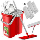 GreenBlue GB850 Maxiclean Flat Mop + Bucket Set, with Squeezer and Four Pieces of Microfiber Pad HQ