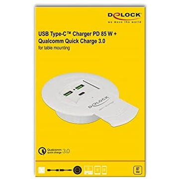 DeLOCK USB Type-C charger PD 85 W + Qualcomm Quick Charge 3.0 for Table Mount (White)