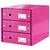 Suport cu 3 sertare, din carton laminat, LEITZ Click & Store - roz