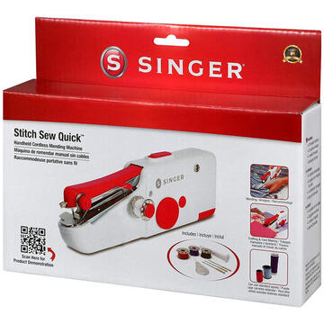 Stitch Sew Quick Mini Singer mechanical sewing machine AA Battery White