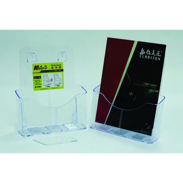 Accesorii birotica Display plastic pentru brosuri, de birou/perete, 1 x A4-portrait, KEJEA - transparent
