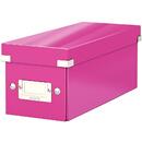 Cutie depozitare Leitz WOW Click & Store, carton laminat, pliabila, cu capac, 14x13x35 cm, roz