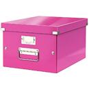 Cutie depozitare LEITZ WOW Click & Store, carton laminat, medie, roz