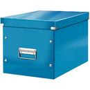 Cutie depozitare LEITZ WOW Click & Store, carton laminat, Cub, mare, albastru