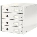 Cabinet cu sertare LEITZ WOW Click & Store, 4 sertare, carton laminat, A4, alb